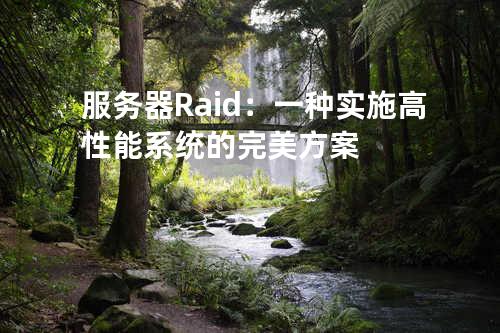 服务器Raid：一种实施高性能系统的完美方案