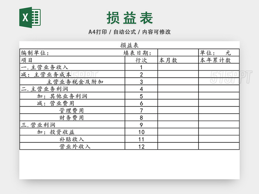 美国损益表模板免费下载：解读财务报表，提升企业管理效率