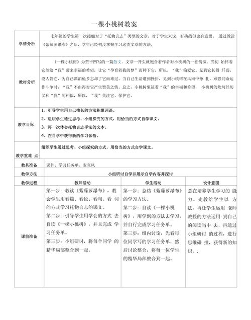 免费下载：一棵小桃树优秀教案及教学设计大全，提升课堂效率